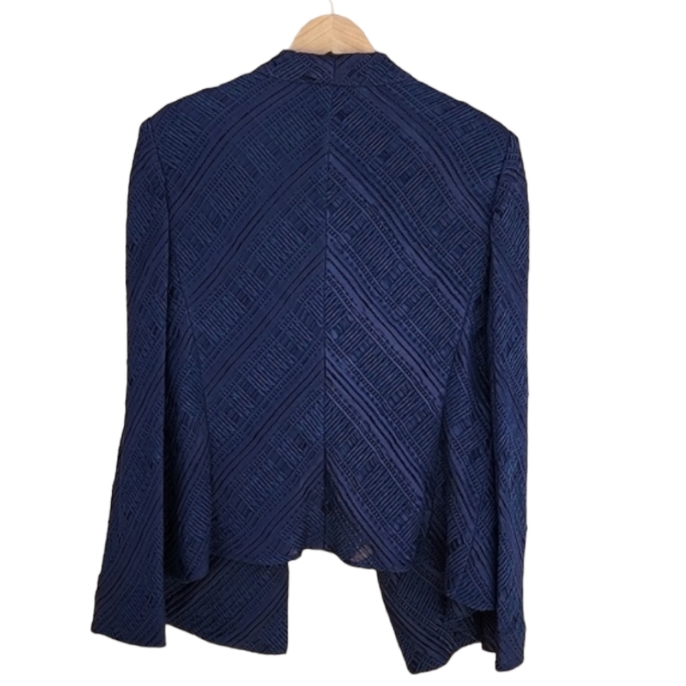 GIORGIO ARMANI Silk Blazer 48 12 Blue Single Breasted VINTAGE Woven Jacket - Picture 10 of 17